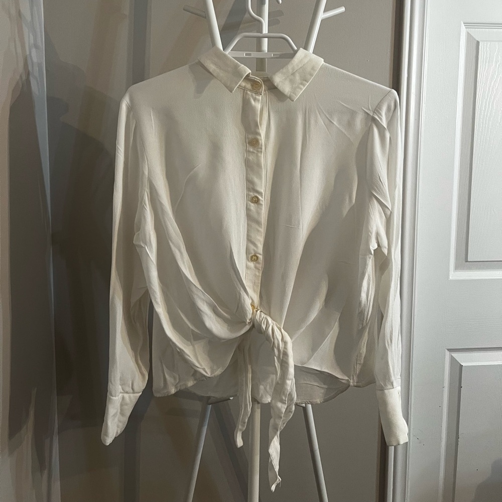 Chic Cream Button Down Women's Shirt